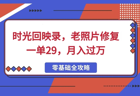 时光回映录，老照片修复一单29，月入过W-赚钱网