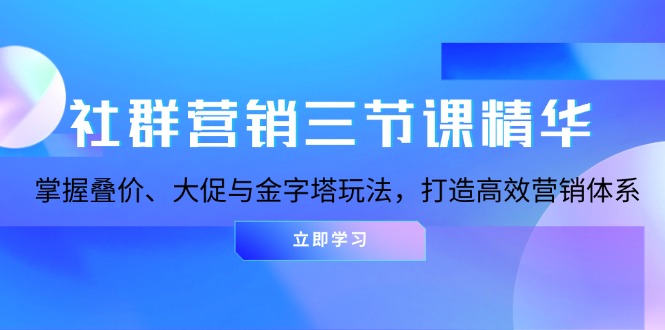 （13431期）社群营销三节课精华：掌握叠价、大促与金字塔玩法，打造高效营销体系-赚钱网