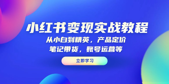 （13923期）小红书变现实战教程：从小白到精英，产品定价，笔记带货，账号运营等-赚钱网