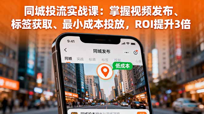 同城投流实战课：掌握视频发布、标签获取、最小成本投放，ROI提升3倍-赚钱网