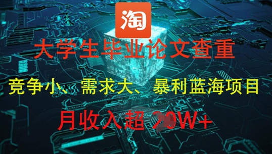 大学生毕业论文查重，暴利蓝海项目，月收入过1W+-赚钱网