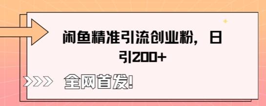 闲鱼精准引流创业粉，轻松日引200+-赚钱网