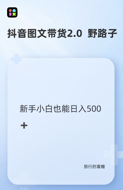 抖音图文带货野路子2.0玩法，暴力起号，单日收益多张，小白也可轻松上手【揭秘】-赚钱网