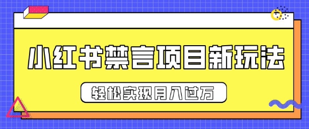 小红书禁言项目新玩法，推广新思路大大提升出单率，轻松实现月入过W-赚钱网