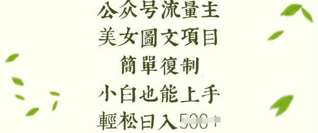流量主长期收益项目，美女图片简单复制，小白也能上手，轻松日入5张-赚钱网