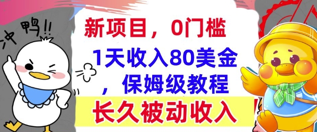 冷门项目撸美金，0门槛，1天收入80美刀，保姆级教程，长久的被动收入-赚钱网