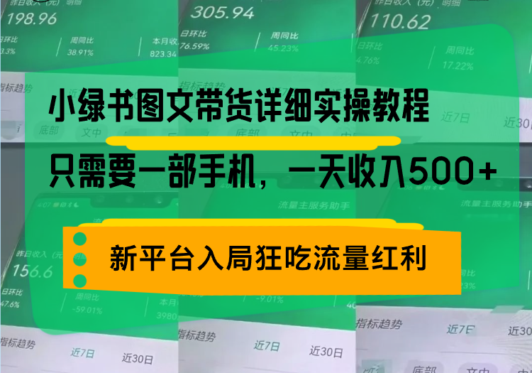 （13509期）小绿书图文带货详细实操教程，只需要一部手机，一天收入500+，轻松变现-赚钱网