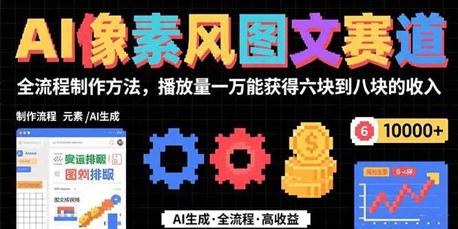 （15572期）AI像素风图文赛道：全流程制作方法，播放量一万能获得6块到8块的收入-赚钱网