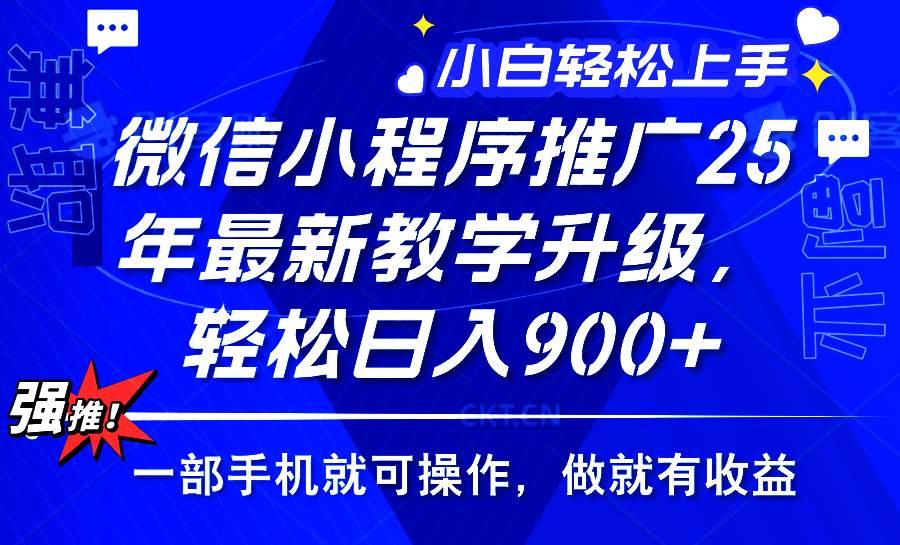 （14084期）2025年微信小程序推广，最新教学升级，轻松日入900+，小白宝妈轻松上手…-赚钱网