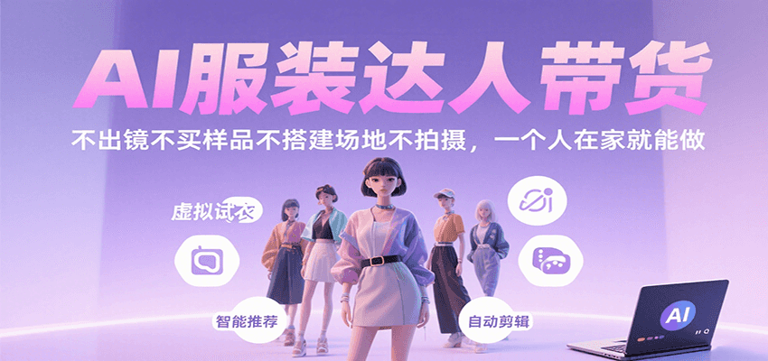 AI服装达人带货，不出镜不买样品不搭建场地不拍摄，一个人在家就能做-赚钱网