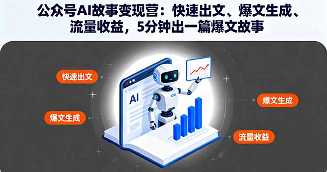 公众号AI故事变现营：快速出文、爆文生成、流量收益，5分钟出一篇爆文故事-赚钱网