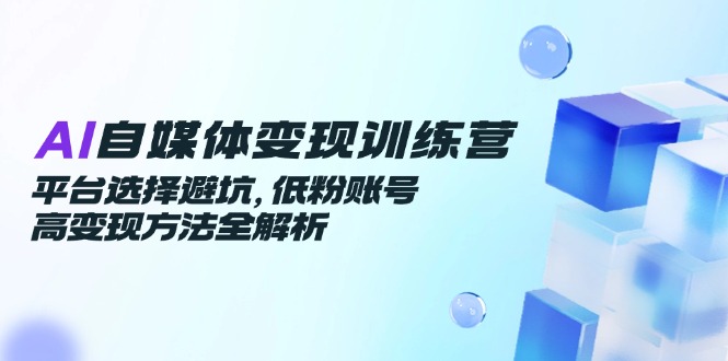 （14966期）AI自媒体变现训练营，平台选择避坑，低粉账号高变现方法全解析-赚钱网