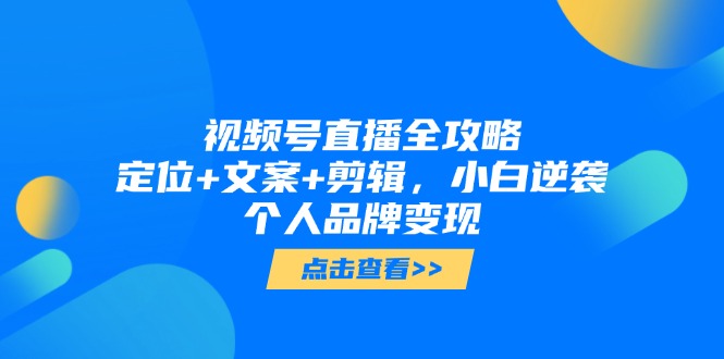 （14819期）视频号直播全攻略，定位+文案+剪辑，小白逆袭个人品牌变现-赚钱网