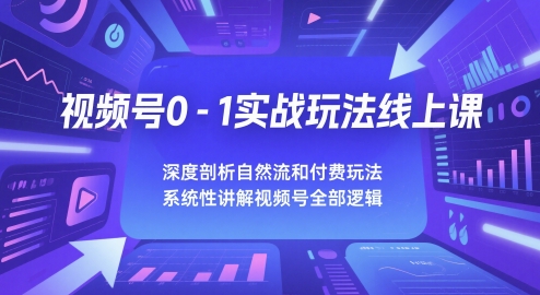 视频号0-1实战玩法线上课，深度剖析自然流和付费玩法，统性讲解视频号全部逻辑-赚钱网