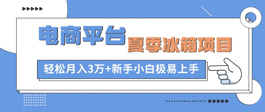 电商平台冰箱项目，项目门槛低，0成本投入，小白轻松上手-赚钱网
