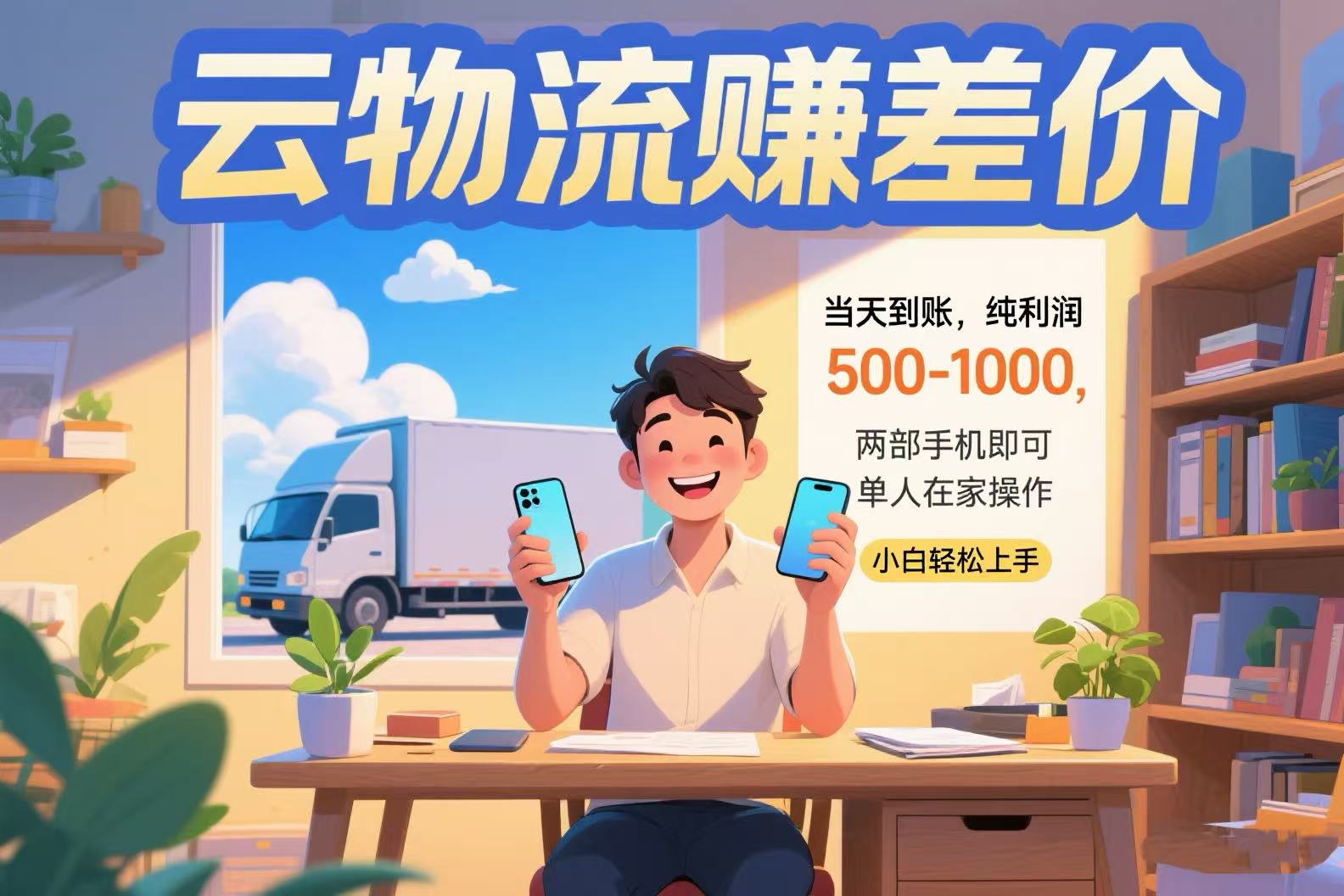 云物流赚差价 当天到账纯利润500-1000 两部手机即可 可单人在家操作 小…-赚钱网