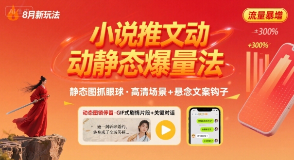8月小说推文全新玩法，动静态图片+搭配小说文案爆量玩法-赚钱网