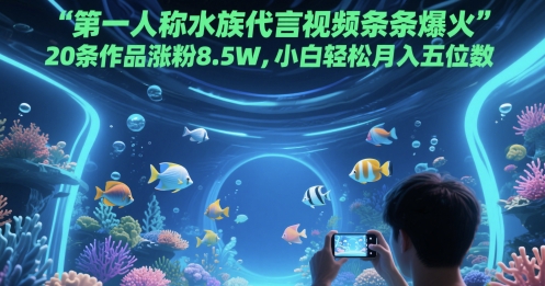 第一人称水族代言视频条条爆火，20条作品涨粉8.5W，小白轻松月入五位数-赚钱网