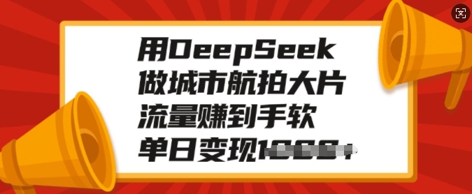 用DeepSeek做城市航拍大片，流量赚到手软，单日变现多张-赚钱网