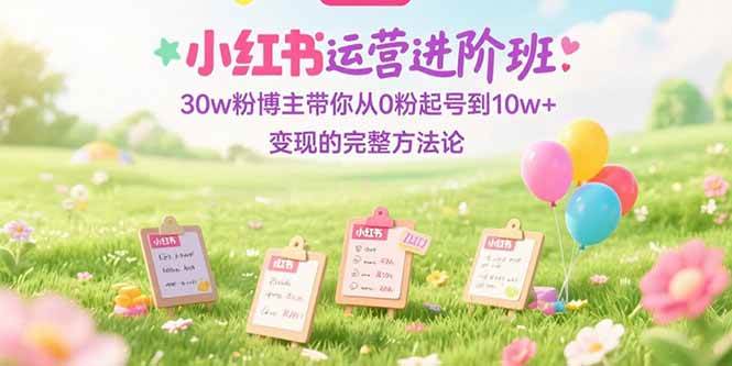 （15318期）小红书运营进阶班：30w粉博主带你从0粉起号到10w+变现的完整方法论-赚钱网