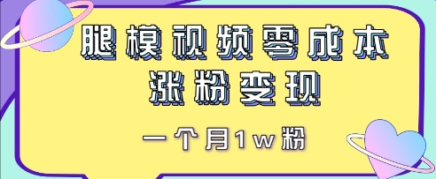 腿模视频，零成本涨粉变现，一个月1w粉-赚钱网
