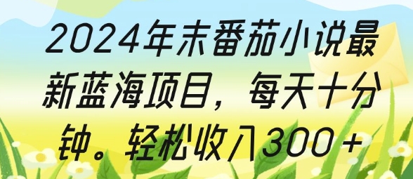 2024年末番茄小说最新蓝海项目，每天十分钟，轻松收入3张-赚钱网