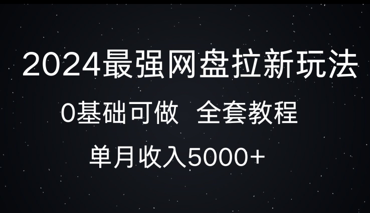 2024最强网盘拉新玩法，0基础可做，单月收入5000+-赚钱网