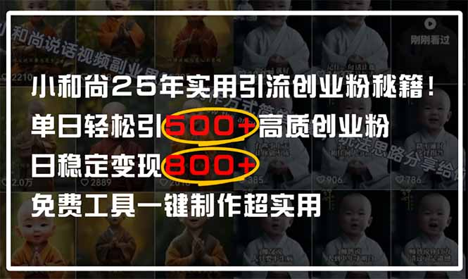 （14436期）小和尚2025年实用引流秘籍！单日轻松引500+高质量创业粉，日变现800+，…-赚钱网