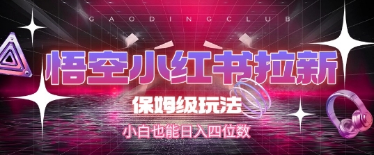 悟空小红书拉新，保姆级玩法，小白也能日入四位数-赚钱网