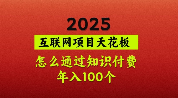 2025项目天花板，普通怎么通过知识付费翻身，年入百个【揭秘】-赚钱网