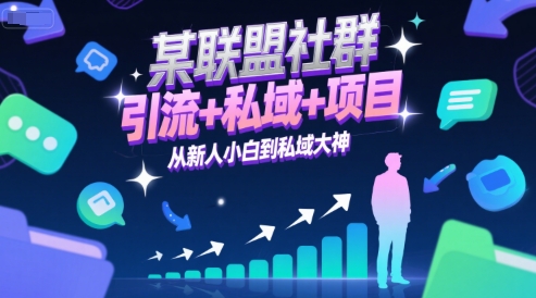 某联盟社群，引流+私域+项目，从新人小白到私域大神-赚钱网