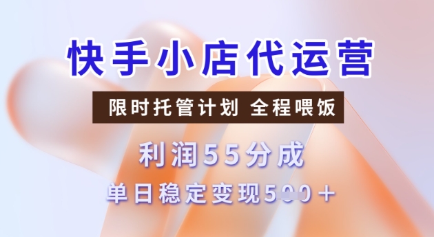 快手小店代运营3.0，模式新升级，收益55分，稳定单日5张【揭秘】-赚钱网