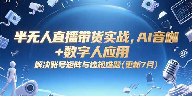（15280期）半无人直播带货实战，AI音咖+数字人应用 解决账号矩阵与违规难题(更新7月)-赚钱网