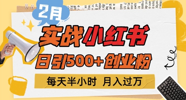 2月实战小红书日引500+创业粉，每天半小时，新手小白轻松变现1w+-赚钱网