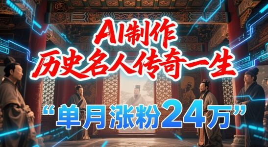 暴力起号！用AI制作历史名人传奇一生，单月涨粉24W，涨粉+变现赛道黑马来了-赚钱网