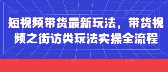 短视频带货最新玩法，带货视频之街访类玩法实操全流程-赚钱网