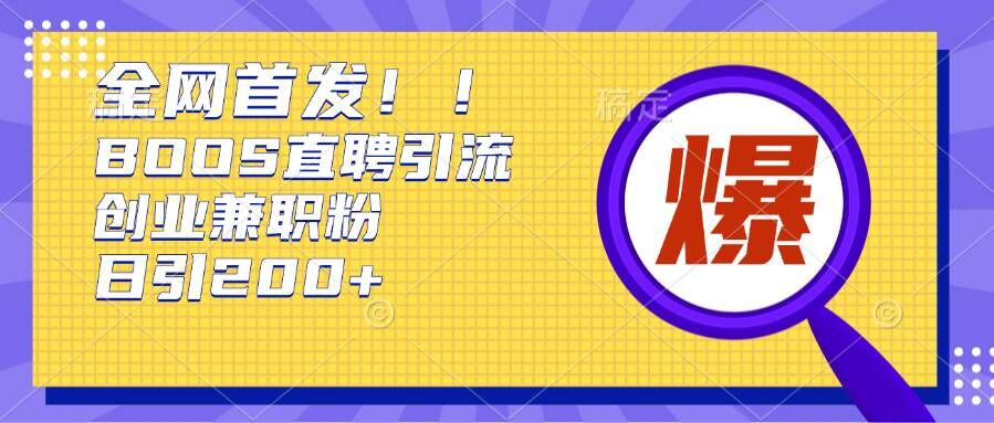 通过Boss直聘，每天轻松钓到200+多条创业大鱼的秘籍【揭秘】-赚钱网