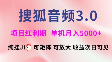 搜狐音频挂ji3.0.可矩阵可放大，独家技术，稳定月入5000+【揭秘】-赚钱网