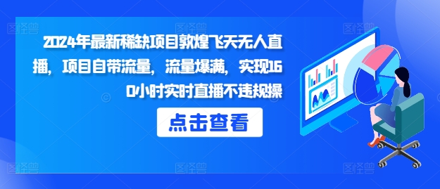 2024年最新稀缺项目敦煌飞天无人直播，项目自带流量，流量爆满，实现160小时实时直播不违规操-赚钱网