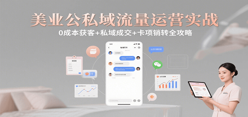 美业公私域流量运营实战：0成本获客+私域成交+卡项销转全攻略-赚钱网