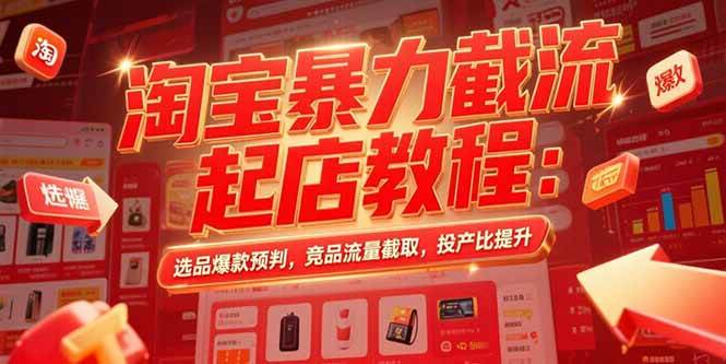 （15468期）淘宝暴力截流起店教程：选品爆款预判，竞品流量截取，投产比提升-赚钱网