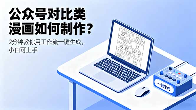 公众号对比类漫画如何制作？2分钟教你用工作流一键生成，小白可上手-赚钱网