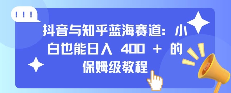 抖音与知乎蓝海赛道：小白也能日入 4张 的保姆级教程-赚钱网