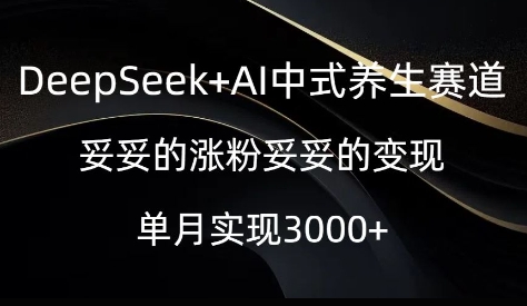 DeepSeek+AI中式养生赛道，妥妥的涨粉妥妥的变现-赚钱网
