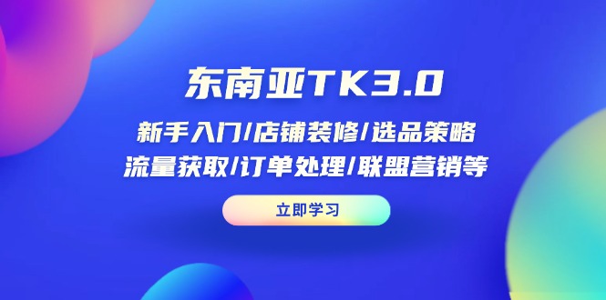 （14208期）东南亚TK3.0：新手入门/店铺装修/选品策略/流量获取/订单处理/联盟营销等-赚钱网