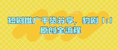 短剧推广干货分享，豹剧 1:1原创全流程-赚钱网