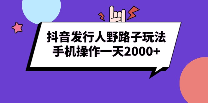 （13657期）抖音发行人野路子玩法，手机操作一天2000+-赚钱网