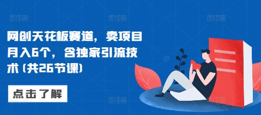 网创天花板赛道，卖项目月入6个，含独家引流技术(共26节课)-赚钱网