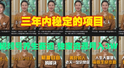 三年内稳定的项目 视频号养生赛道 独家资源月入过W-赚钱网