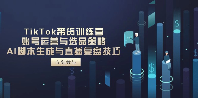 （14420期）TikTok带货训练营，账号运营与选品策略，AI脚本生成与直播复盘技巧-赚钱网